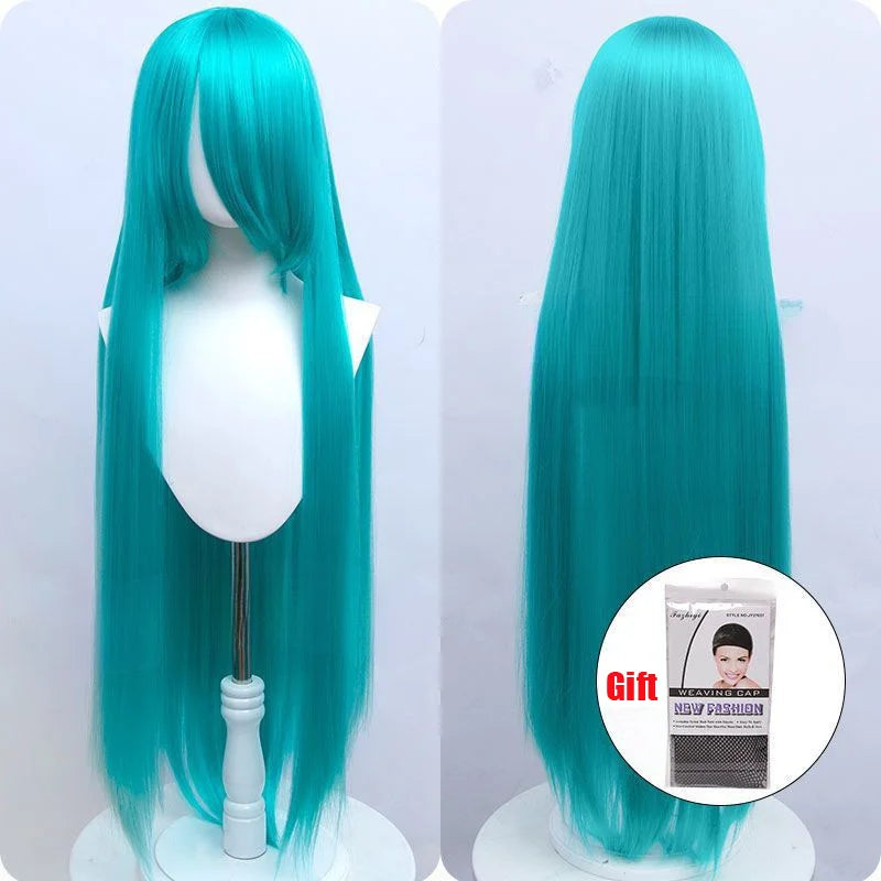 Snoya 100cm synthetic long straight cosplay wig with bangs Heat Resistant hair Anime pink blonde red purple women wig