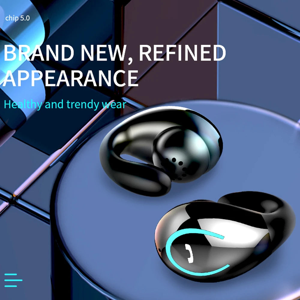 Bluetooth Headset 5.0 Tws Single Earless Clip On Sound Reduction Stereo Motion Touch Mini Wireless Headset