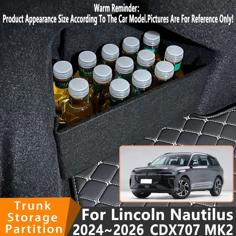 Auto Accessories For Lincoln Nautilus 2024~2026 CDX707 MK2 Car Organizer Trunk Side Partition Trunk Interior Storage Box Parts