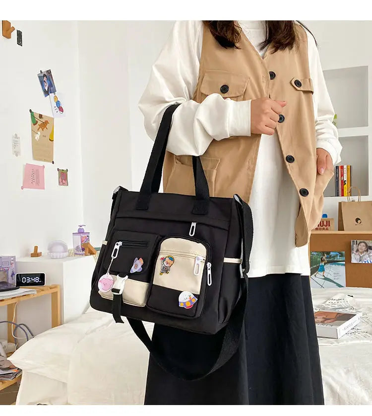 Canvas Handbags Messenger Bags for Women Waterproof Nylon Tote Shoulder Bag Oxford Ladies Handbag Crossbody Bag Girl Satchels