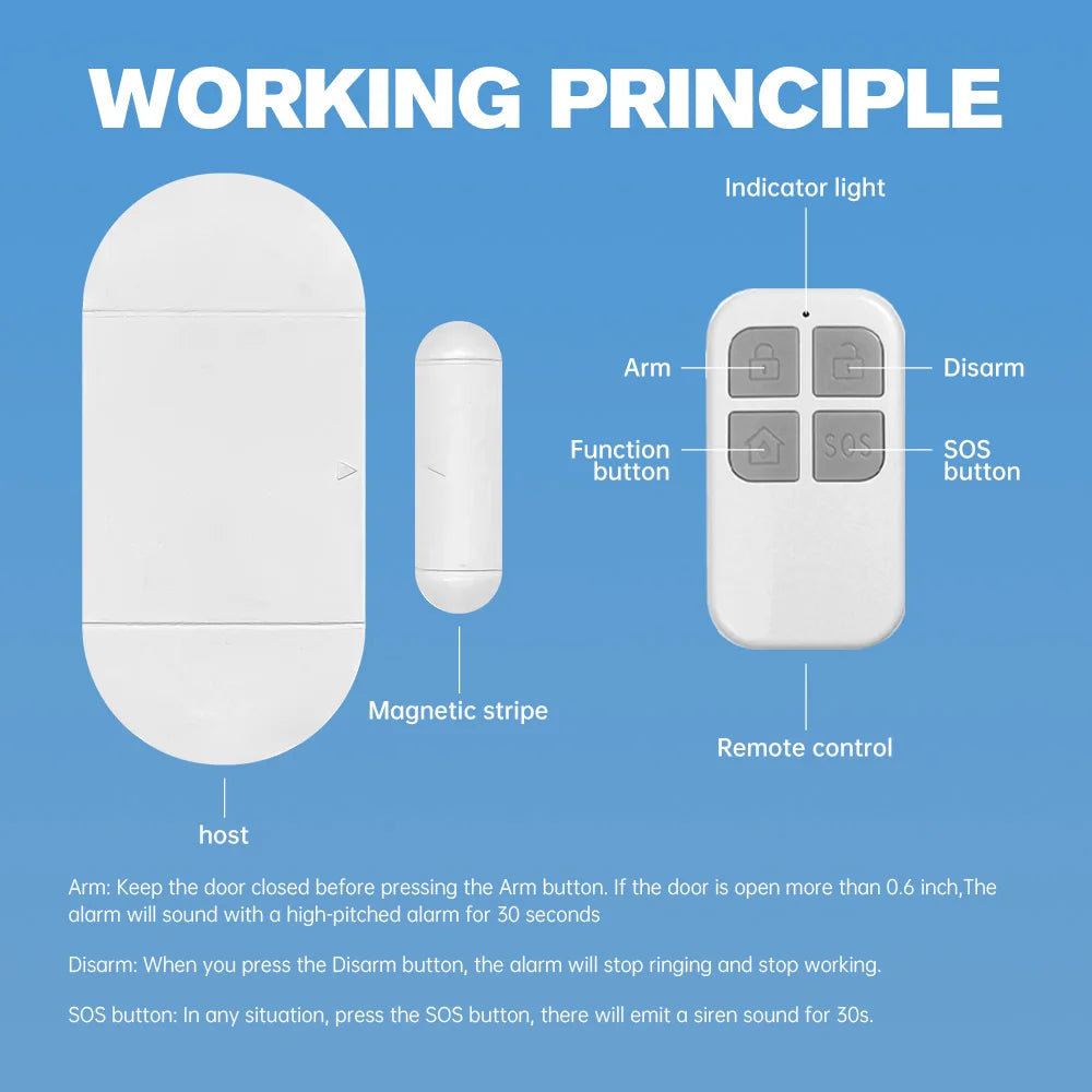 Safety Wireless Door Alarm for Home Security Personal Security Window Alarms Sensor Burglar Door Alarm for Pool, Cars, Sheds