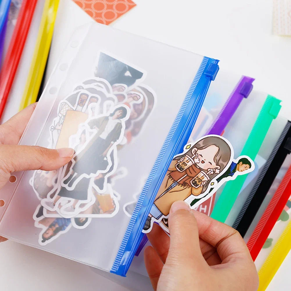 1PCS/LOT A5/A6/A7 Storage Bag School Office Supply Transparent Loose sheet Notebook zipper Self-sealing File Holder