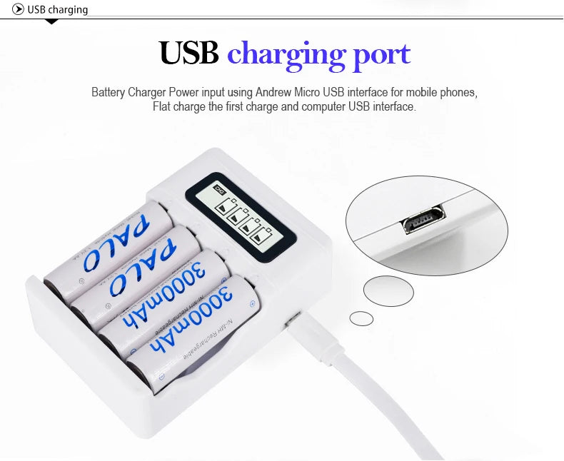 PALO 1.2V AA Rechargeable Batteries 3000mAh aa Ni-MH 100% Original High Capacity Current AA Battery Rechargeble For Camera Toys