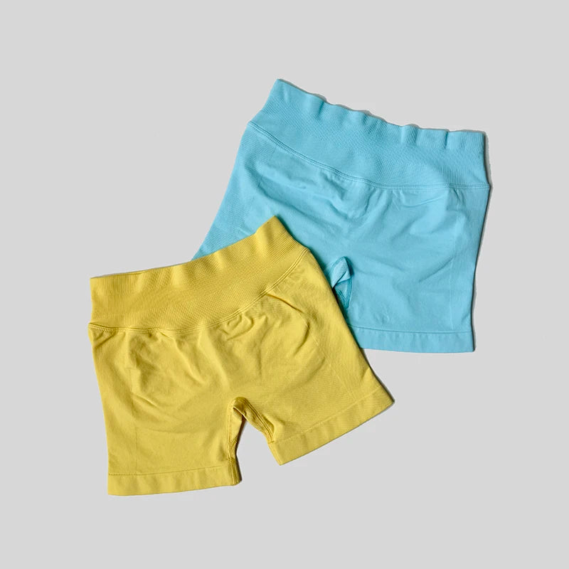 Women Casual Sports Shorts Summer Thin High Waist Shorts 4.5" Low Ribbed Band Running Breathable Short Pants
