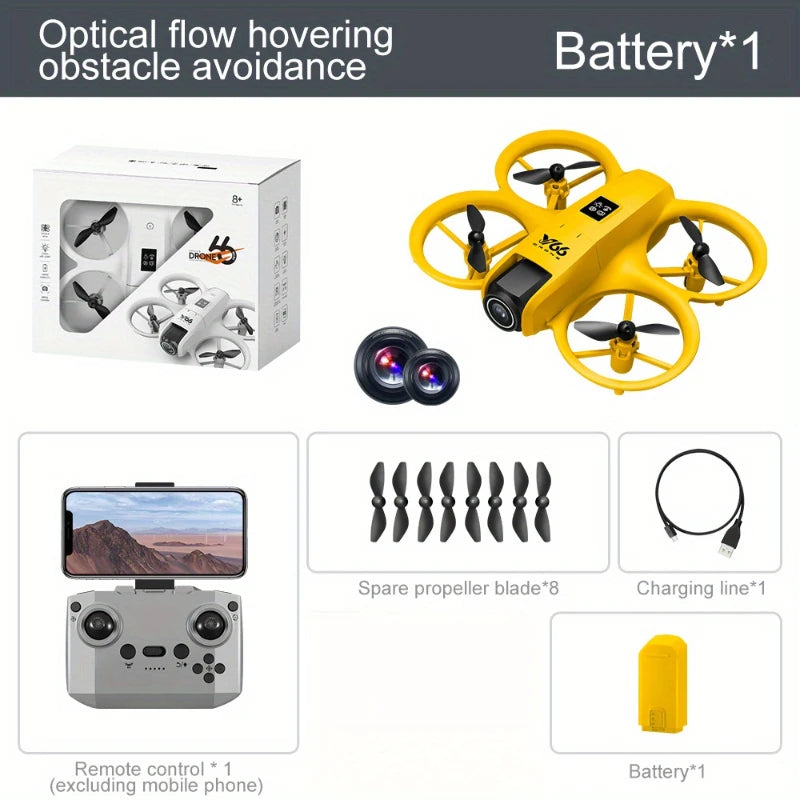 New Mini Drone V66 with 180° Adjustable 4K HD WiFi Camera LED Light Pocket RC Quadcopter Obstacle Avoidance for Adults Kids
