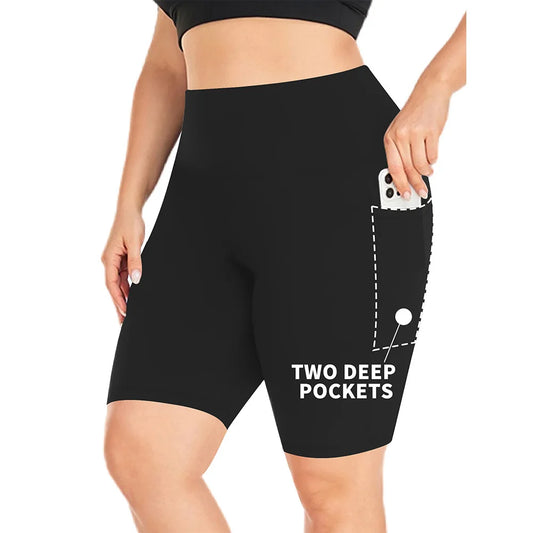 High Waist Plus Size Leggings Yoga Shorts for Women with Pockets, Non-See Through Shorts for Women