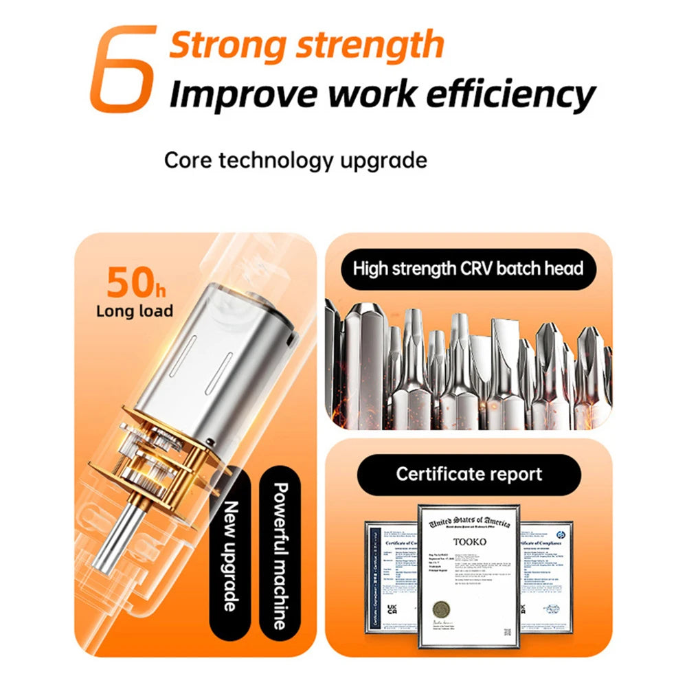 DC3.7-4.2V 38 Batch Heads Electric Screwdriver Rechargeable Speed 110R Cordless Screwdriver High Torque Household Repair Tool