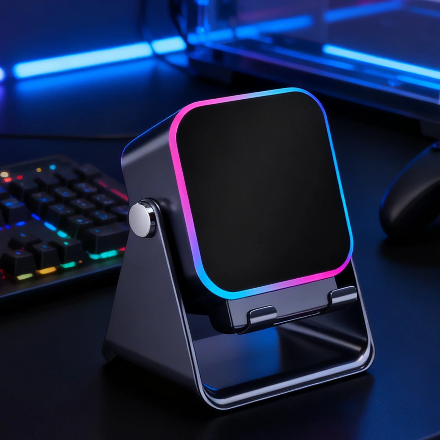Upgraded Folding Phone Holder With Wireless Charger Induction Speaker Light 10W Portable Audio Bracket For Desk Room Office