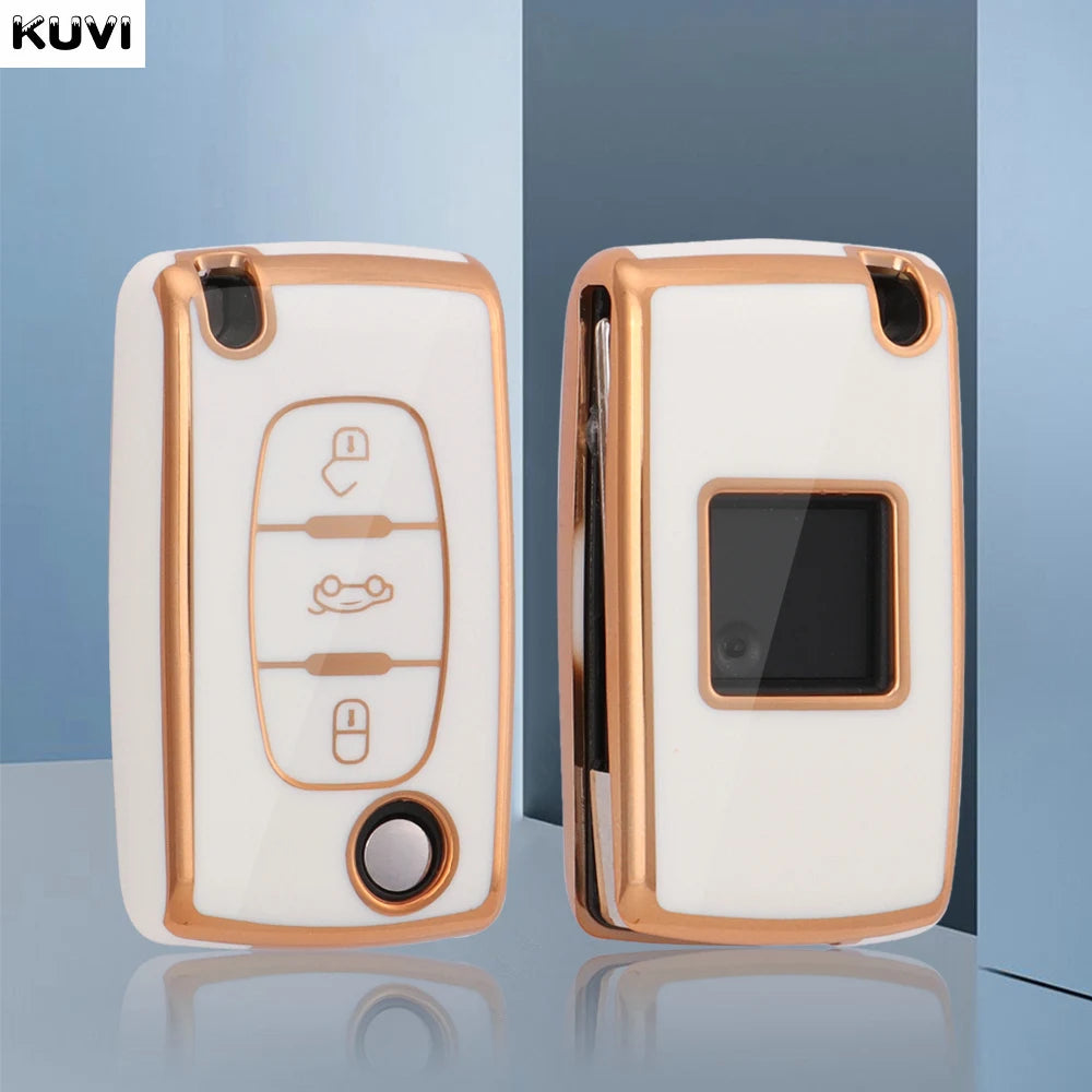 TPU Car Flip Key Case Cover Shell Fob Keyless For Peugeot 107 207 307 308 407 607 3008 5008 For Citroen Xsara Picasso C5 C6 C8