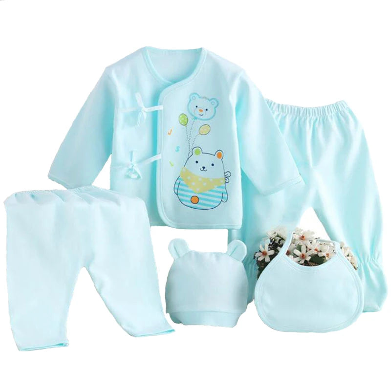 5 Pcs/set Newborn Baby 0-3 Month Clothing Set Babies T-Shirt Pants Hat Boy Girl Clothes Cotton Set