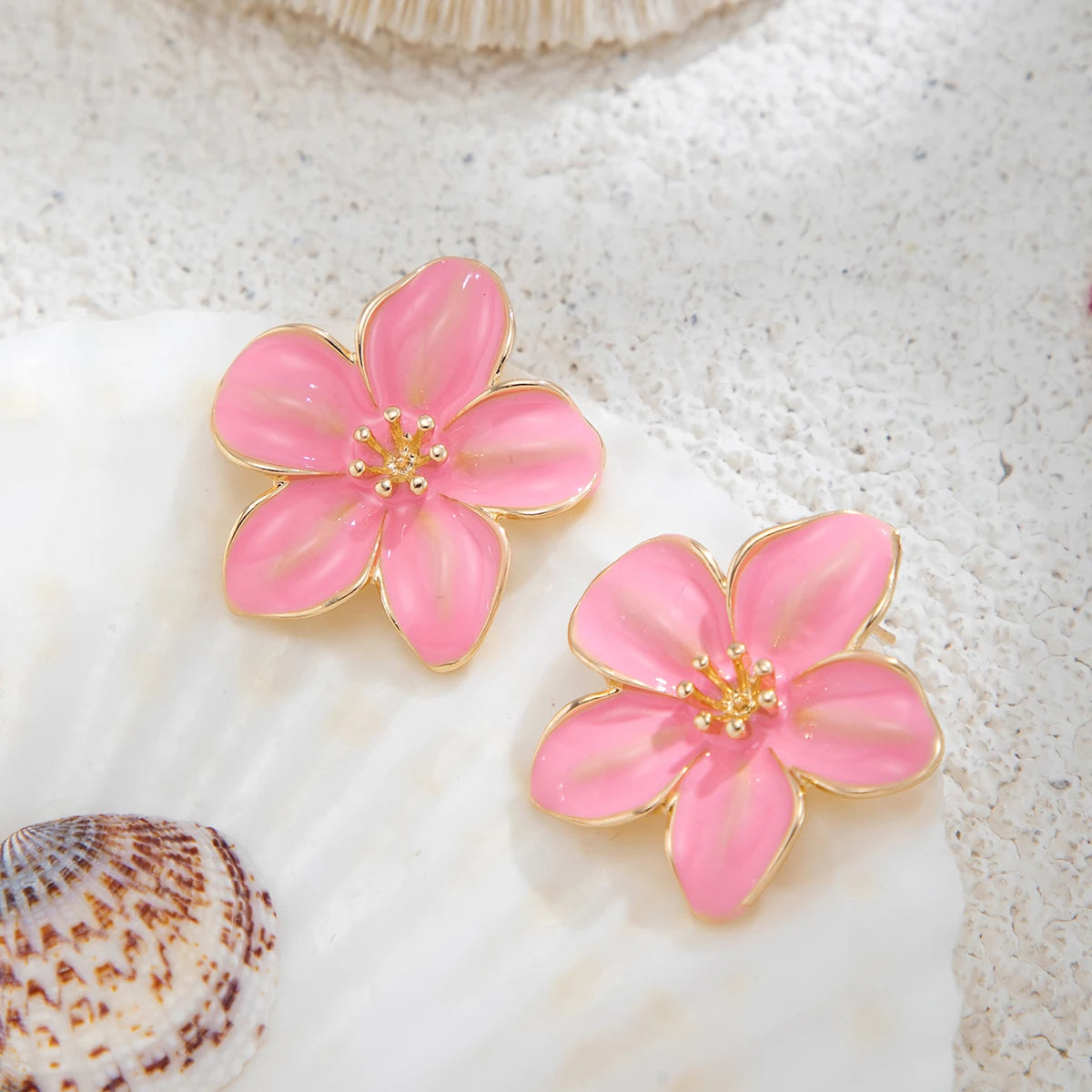 Ingemark Boho Y2K Colorful Drip Oil Petal Flower Stud Earrings Women Sweet Exquisite Piercing Earrings Bridal Aesthetic Jewelry