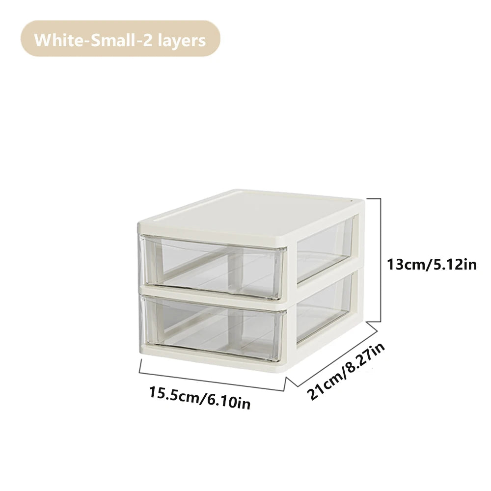 Desktop Storage Box with Drawers 2-6 Layers - Heightened Table Organizer for Office Home