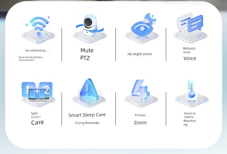 Smart Home Baby Child Sleeping Monitor Wireless HD Night Vision Voice Intercom Cry Reminder for Newborn to 10 Years Old