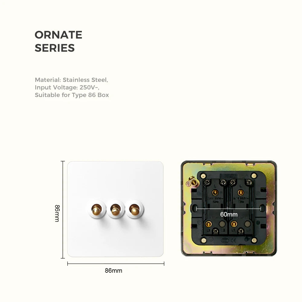 Avoir White Sockets And Switches Retro Switch Button 220V Light Switch Dimmer Toggle Switches 220V Stainless Home Improvements