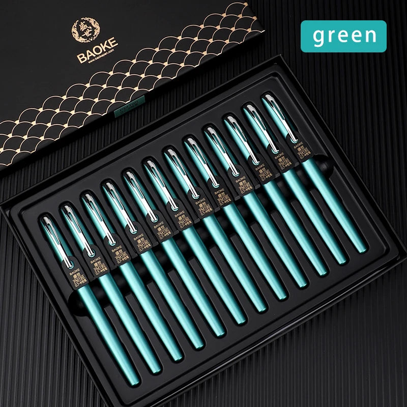 BAOKE PM180 Luxury 0.7mm Metal Gel Ink Pen Set Black Ink 6 Barrel Color Smooth Writing Bullet Tip For Office , Gift，Writing