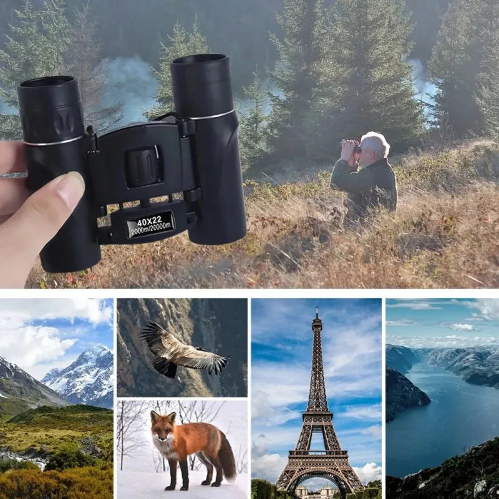 2026 40x22 HD Binoculars with 2000M Long Range BAK4 Folding Mini Telescope for Hunting Sports Outdoor Camping Travel FMC Optics