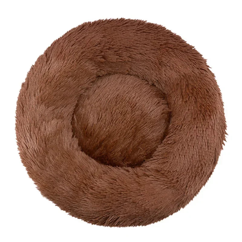 Round Winter Warm Plush Pet Bed - Washable Dog Cat Basket for Small Medium Large Pets Sofa Cushion