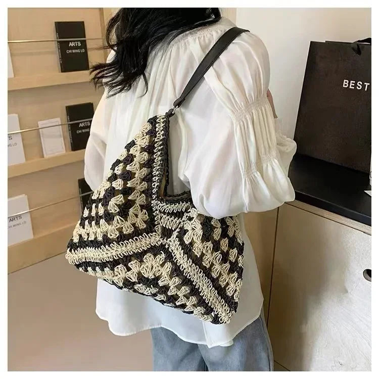 Women's Retro Handbag, Woven lightweight Handbag, Fashionable Commuting and Travel Shopping Bag,