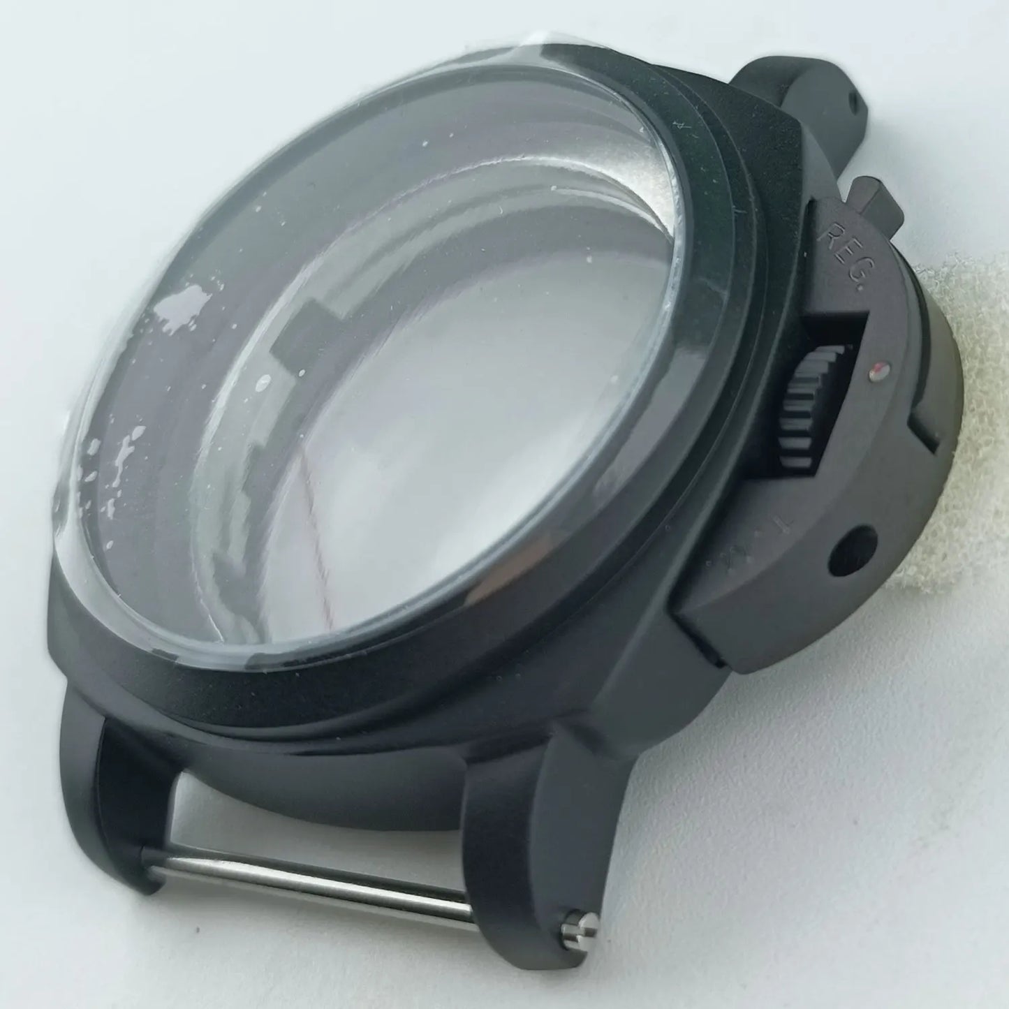 45mm ST2555 Case Brushed Black Case Sapphire Glass Stainless Steel Case For ST2555 movement Watch Accessories