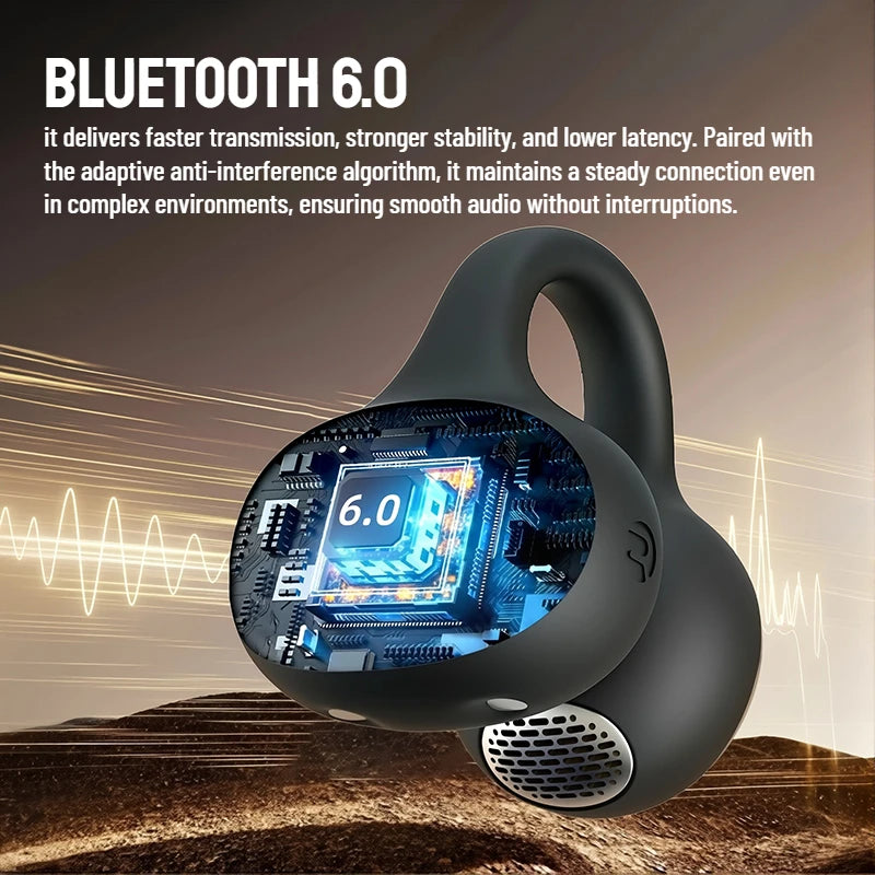 SANSUI W68 OWS Ear Clip Headphones Air Conduction Bluetooth 6.0 Earphones Dual ENC Clear Call TWS Wireless Earbuds with APP