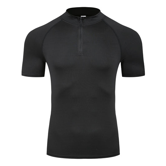 Mens Sportswear Trainning & Exercise T-Shirts Compression Fitness Short Sleeve Sports Polo Shirts Quick Dry Tight Gym Clothing