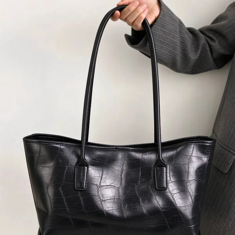 Luxury Vintage Crocodile-embossed Tote,women's Large-capacity Shoulder Handheld Bag,stylish Minimalist Casual Commuter Tote Bags