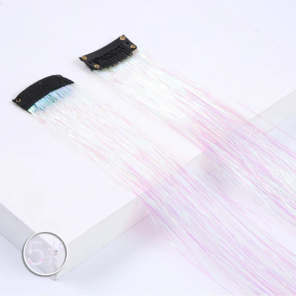 Colorful Hair Extensions Curly One Clip in Synthetic Long Hairpiece For Girls Women Kid Multi-colors Party Highlights Wig Piece