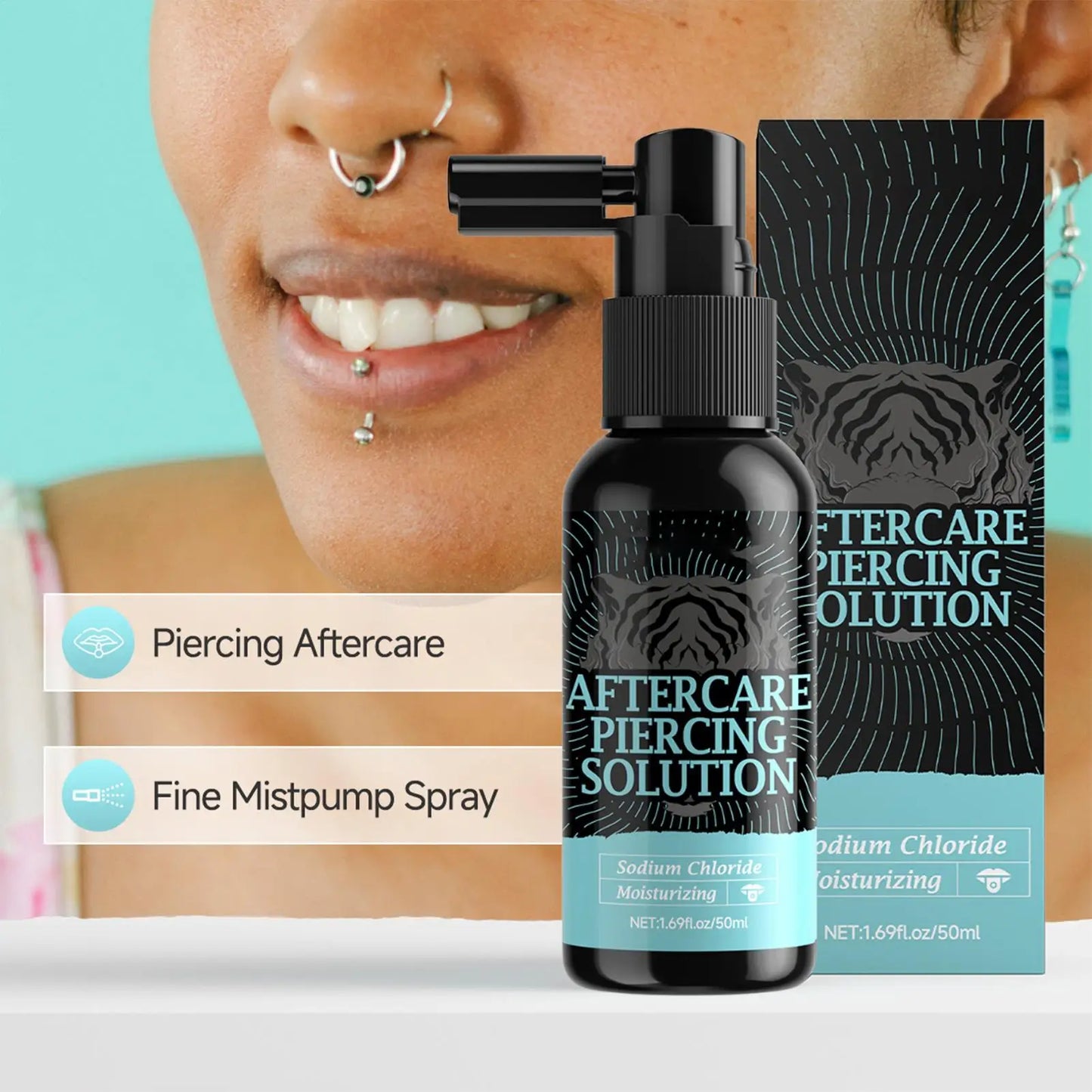 50ml Piercing After Care Solution Gentle Safe Mist Piercing Spray Aftercare For Adults Men Women Friends Daily Home Indoor