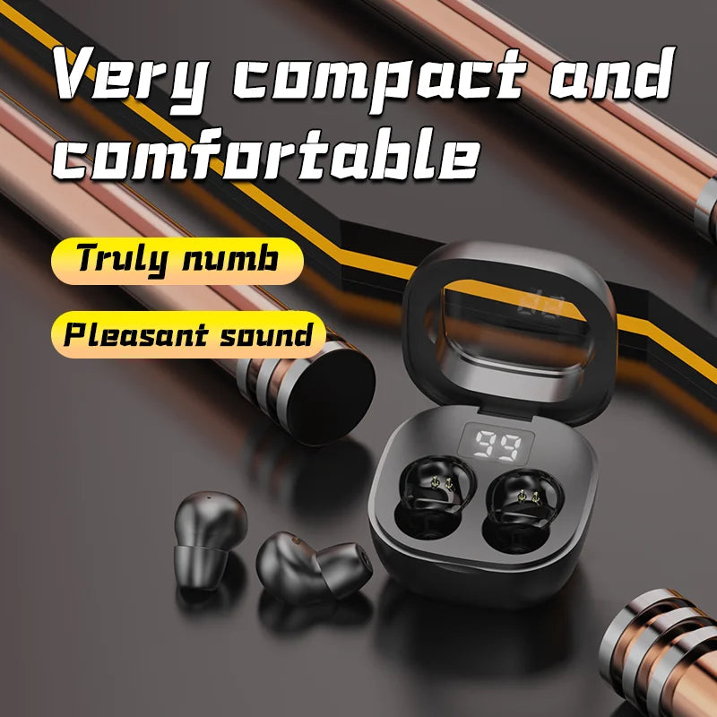 SK Small Headphones Wireless Bluetooth Headset Sport Sleeping Invisible Comfortable To Wear Bass Earbuds Earphone For All Phones