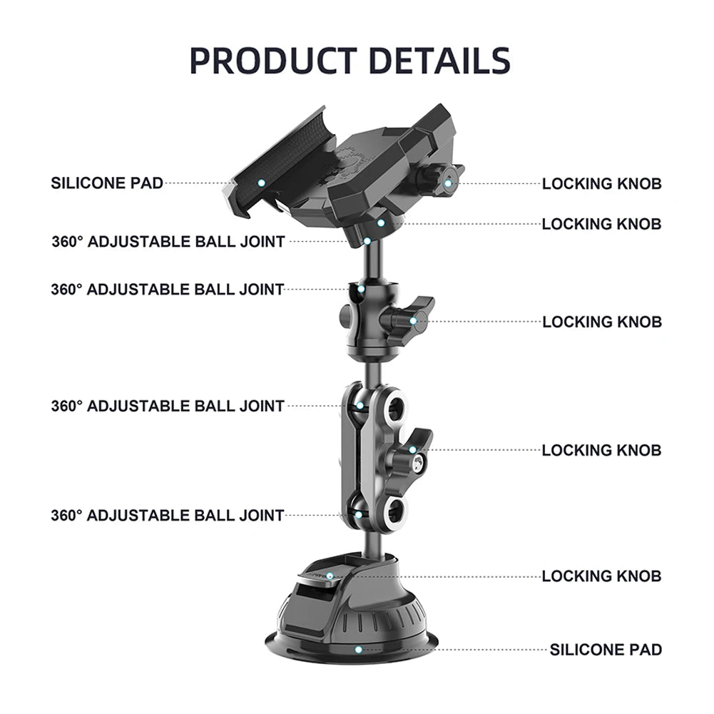 Car Phone Holder Strong Suction Cell Phone Mount 360° Rotation Cell Phone Holder Adjustable for Car Window Windshield