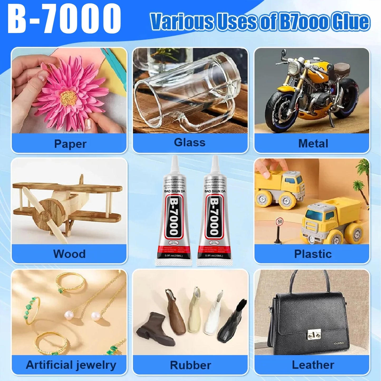 High-quality B-7000 semi-fluid high-viscosity glue, transparent waterproof adhesive, with precise needle adapted to rhinestone crafts jewelry diy jewelry mobile phone case 110ml1-5pcs.