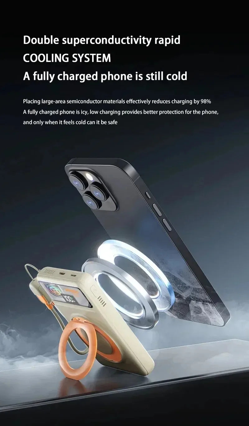 Lenovo10000mAh Magnetic Power Bank Portable Wireless Charger With Cable Fast Charging External Battery Stand For iPhone Xiaomi
