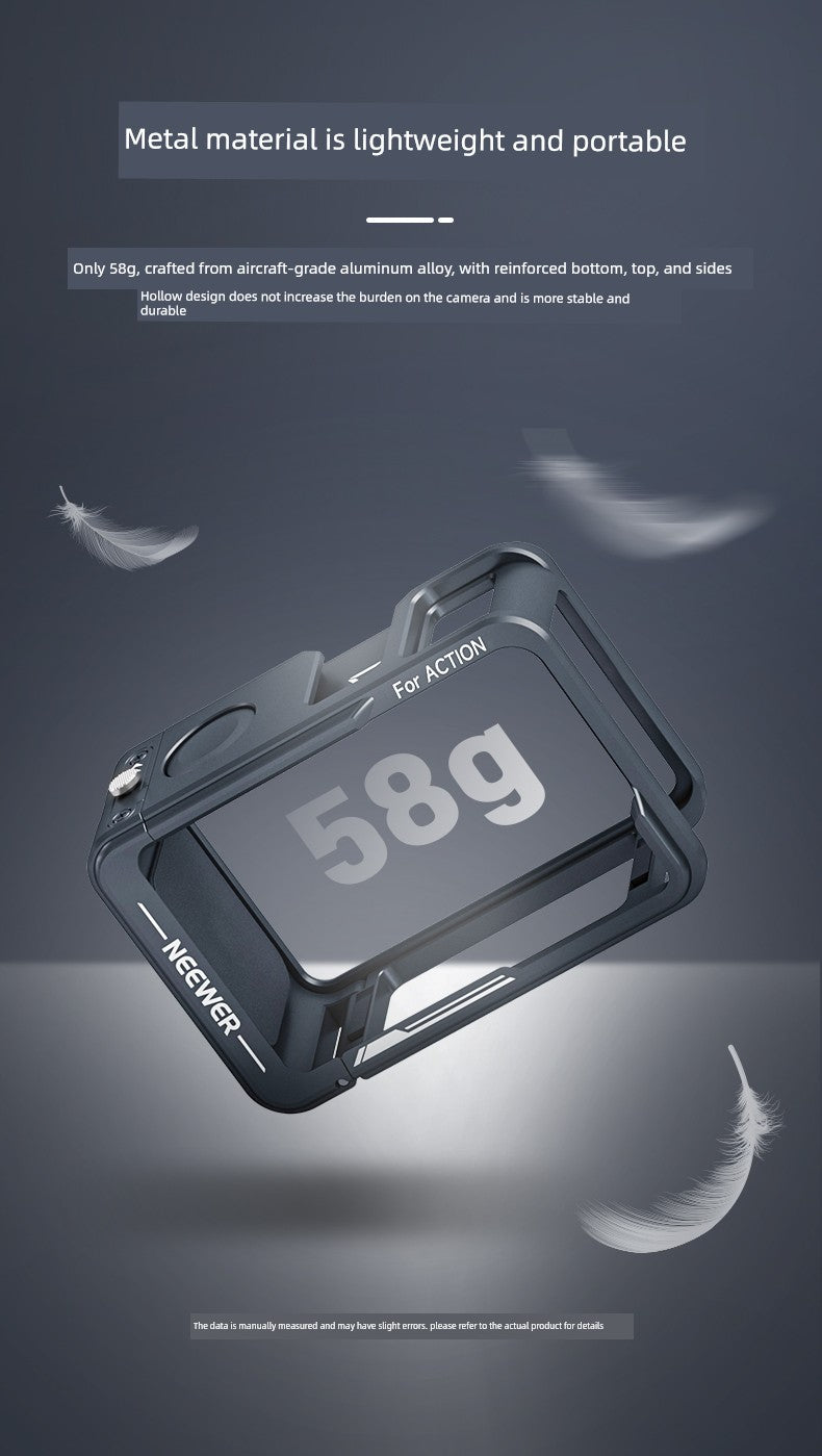 Neewer Cage for Dji Action 6/5 Pro/4/3 Metal Protective Frame Action Camera Anti-Drop Heat Dissipation Side-Open Quick Release Protective Selfie Video Cycling Skateboard Accessories