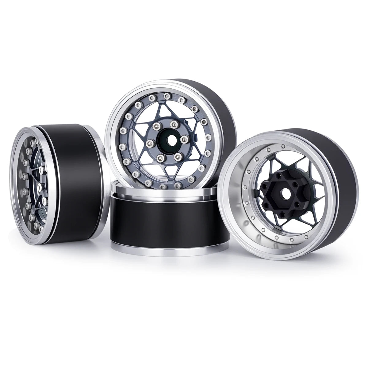 Universal CNC Aluminum 1.9" Beadlock Wheels for 1/10 RC Crawler - Fits Axial SCX10, TRX4, TRX6, Redcat Gen8, D90 Upgrade Parts
