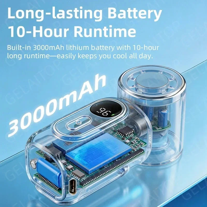 New Mini Fan Handheld Small Portable Fan Cooling Turbo 5 Speeds 3000mAh LED Display 180° Rotatable Clip Type-C Rechargeable Fans