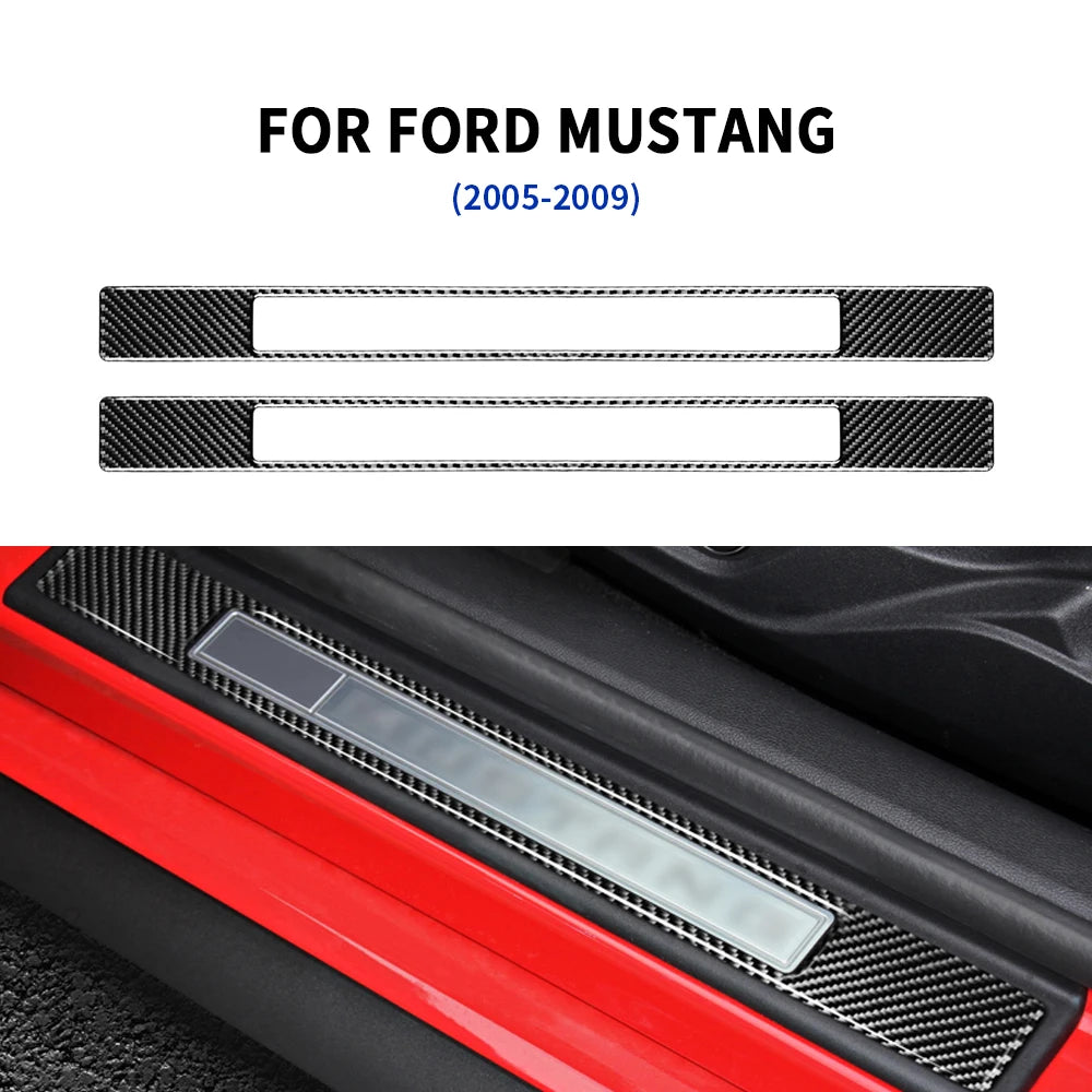 Real Soft Carbon Fiber Sticker For Ford Mustang 2005 2006 2007 2008 2009 Accessories Interior Trim Car Gear Shift Panel Cover
