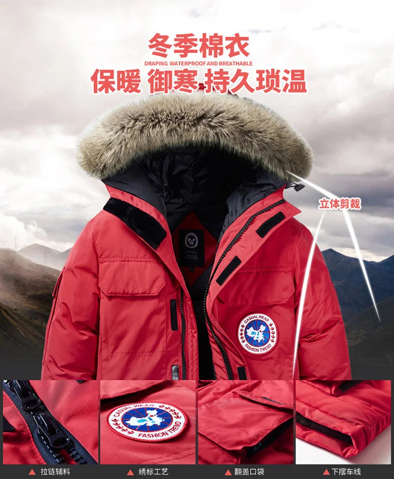 -30 C FIT Plus Thick Velvet Down & Parka coat 6XL 7XL 8XL  winter jacket men waterproof windproof chaquetas hombre