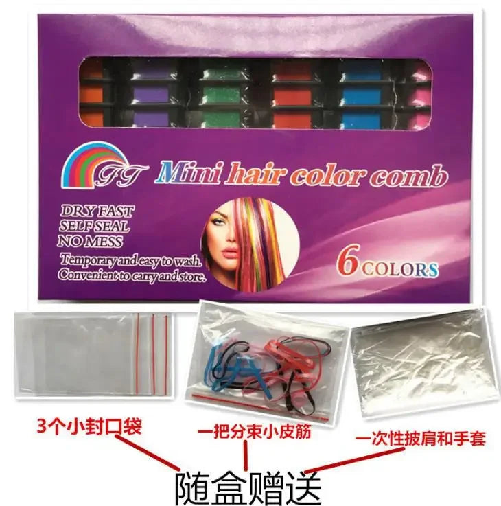 6/1pcs Hair Dye Comb Mascara Design Crayons For Hair Coloring Chalk Temporary Dye Pencil Mini Disposable Gifts Kids Hair Dyes