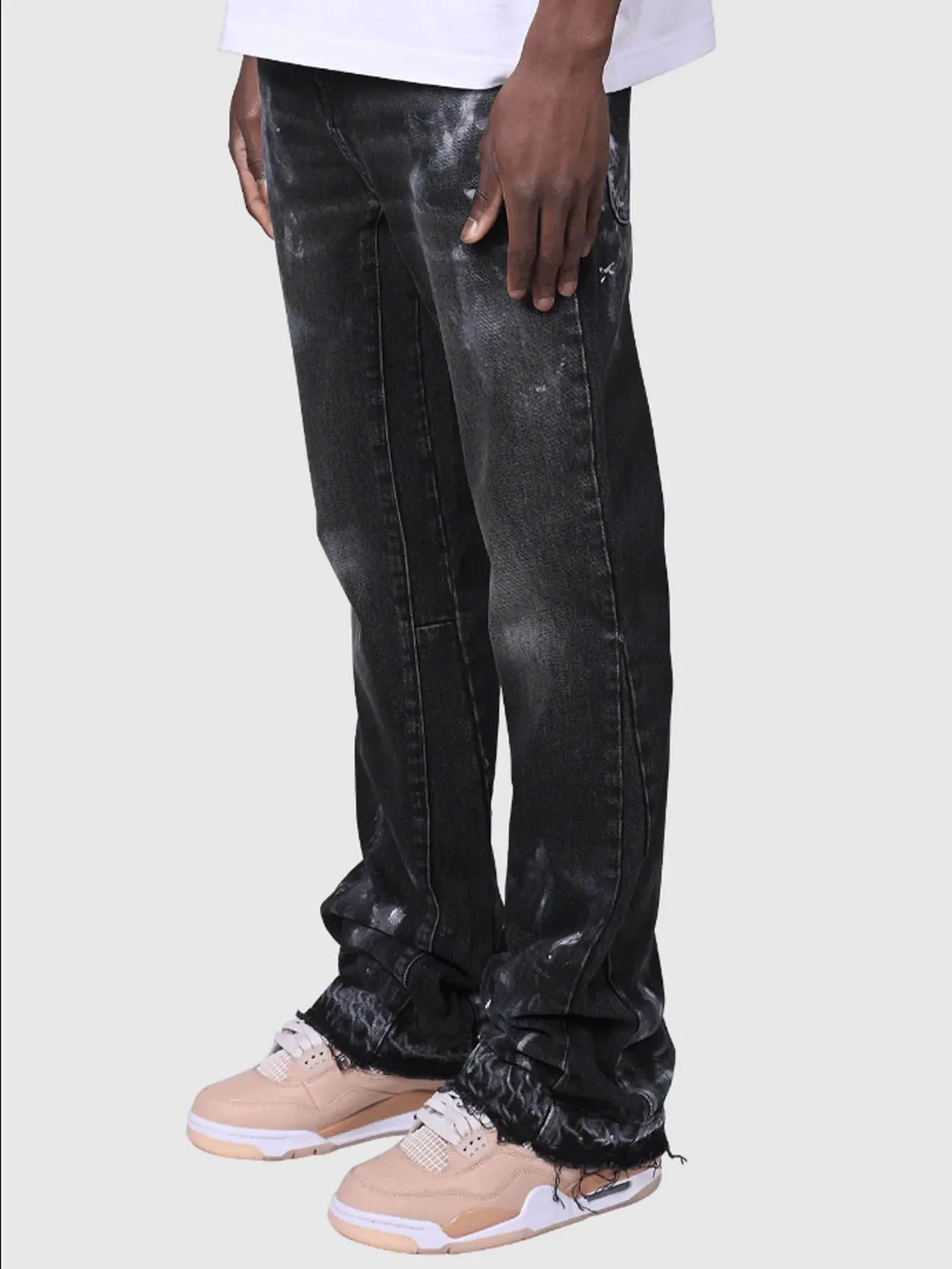 Jeans Men Denim Pant Vintage Straight Pants Mid Waist Stretch Distressed Washed Pockets Button Trousers 2025 Streetwear Denims
