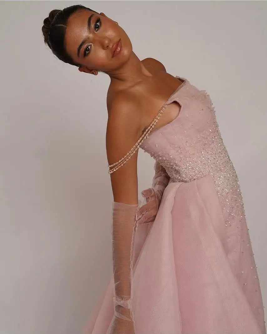 Saudi Mermaid Long Sleeves Prom Dresses Crystals Sequins Custom Formal Evening Dresses Floor Length Party Dresses
