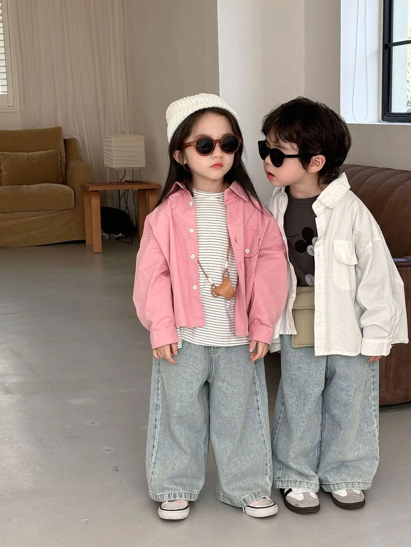 Kids Pants Spring New Korean Causal Children Clothing Boys Girls Simplicity Versatile Straight Leg Jeans Loose Motion Trousers
