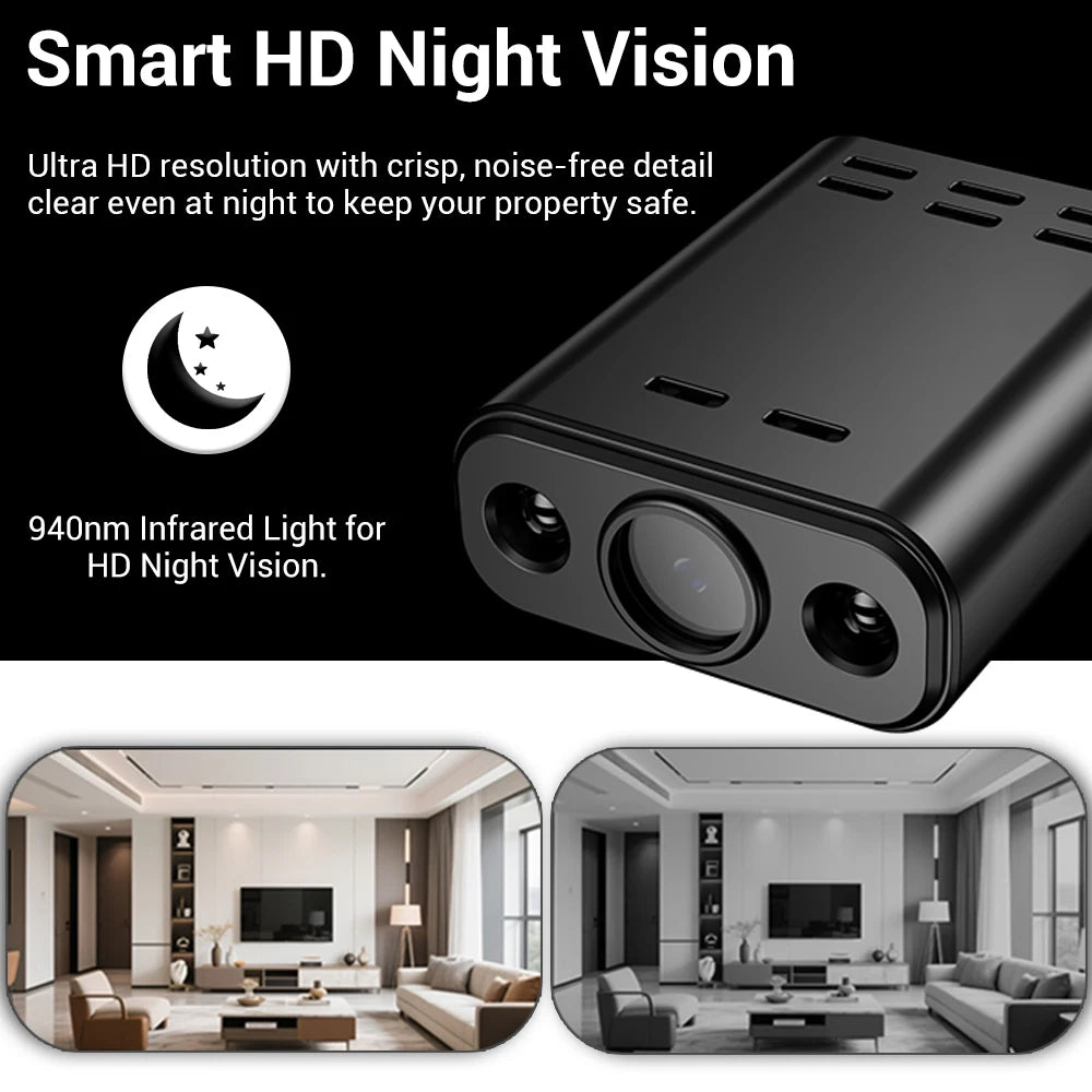 PEGATAH 5MP HD Mini WIFI Body Camera Built-in Battery Human Tracking IP Remote Monitoring IR Night Vision Protable Camcorders