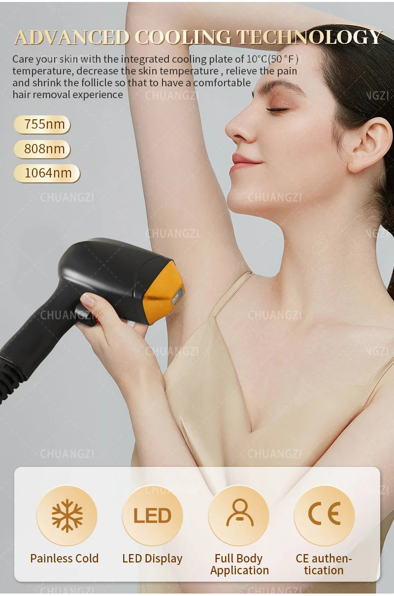 Professional 808nm Diode Laser Hair Removal Machine 3 wave Ice Titanium Painles Permanent Alexandrite Device For Salon Depilador