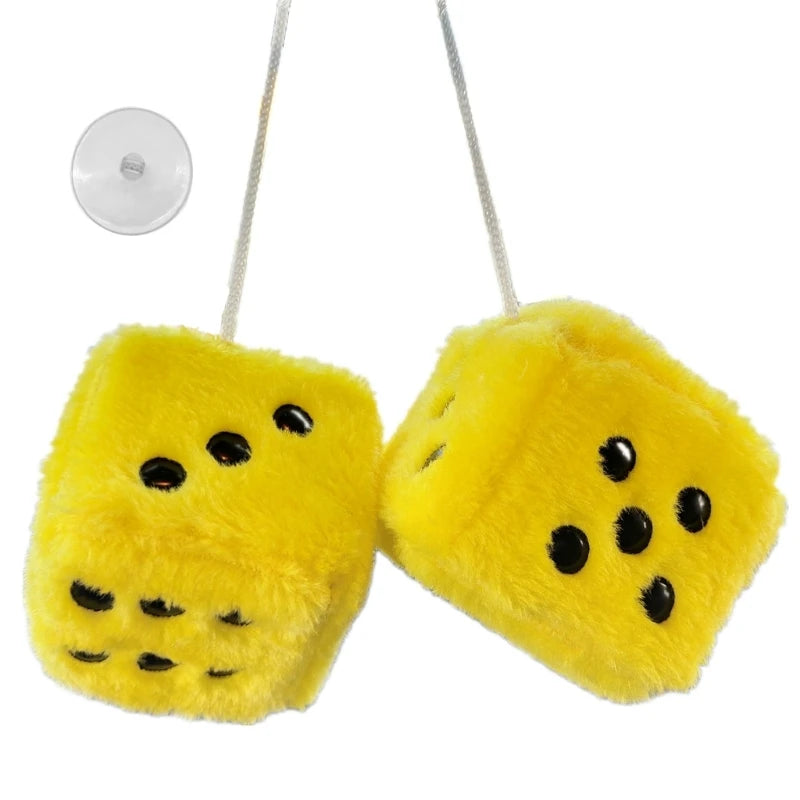 QM82 Car Hanging Furry Dice Car Dice Car Hanging Furry Dice Hanging Fuzzy Dice Plush Car Pendant Pair of Hanging Couple