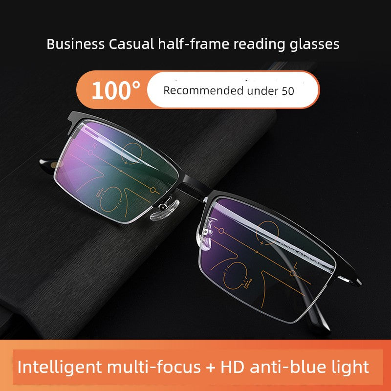 Yupingtang Super Light Presbyopic Glasses Men's Brand Anti-Blue Light Dual-Use Zoom Color-Changing Old Presbyopic Glasses Men