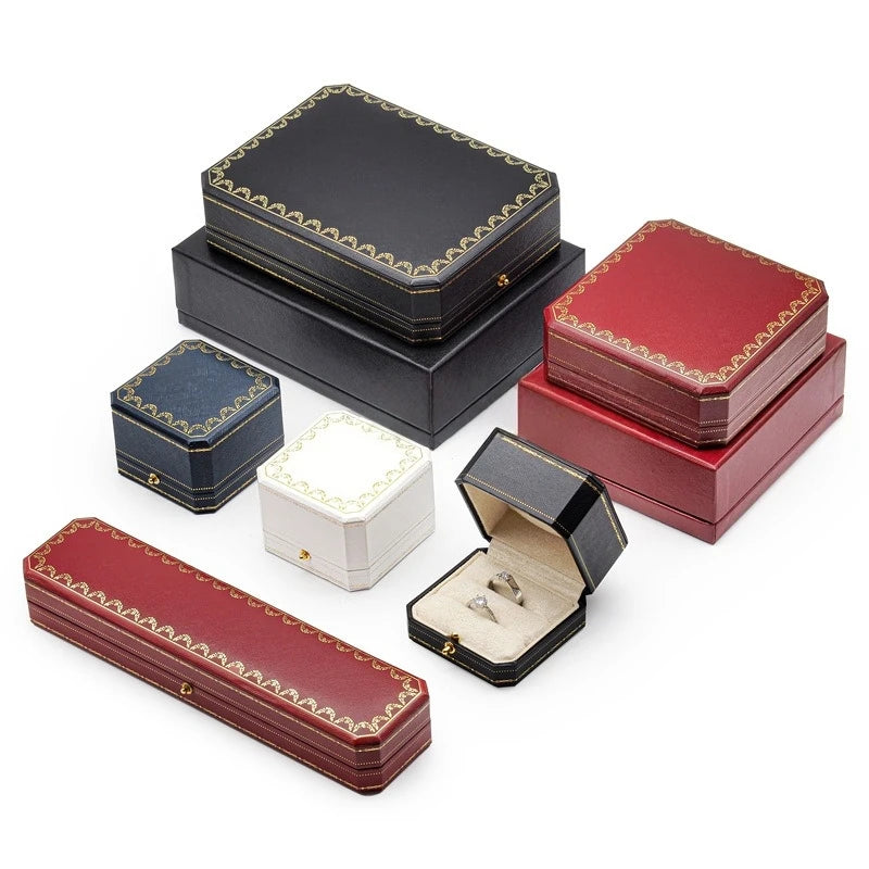 Customizable LOGO Vintage Octagonal Gold Text Storage Box Ring Earnail Bracelet  Jewelry Packaging Case Collection Storage Box