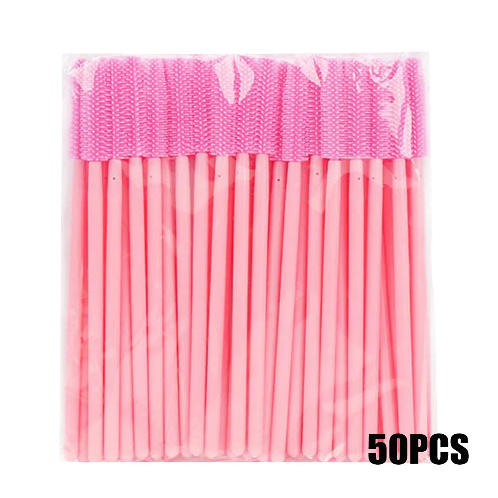 50/100PCS Eyelash Brush Silicone Eyelashes Brushes Mascara Wands Applicators Kits For Lash Extension Eyebrows Makeup Tool