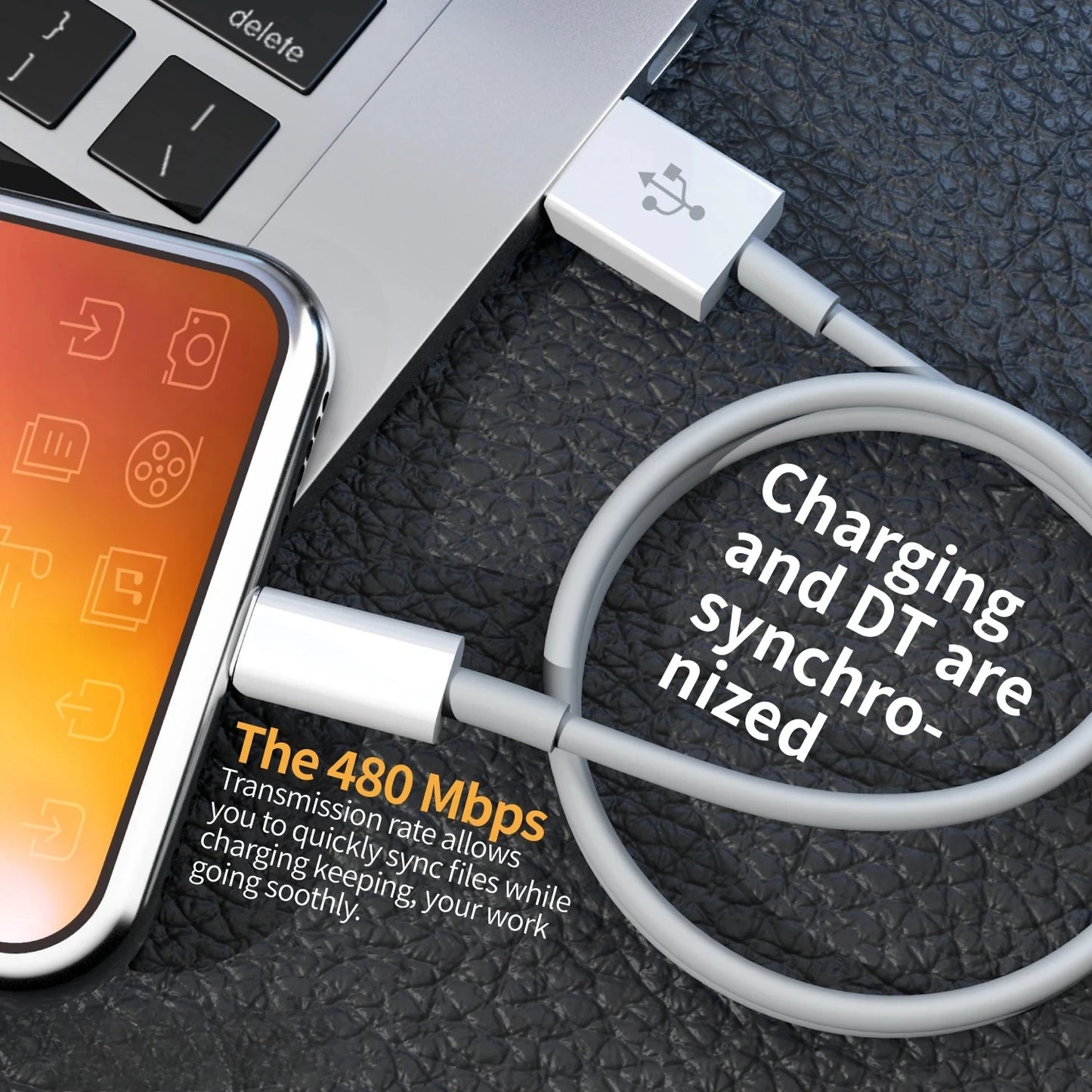 2pcs for iPhone charger cable lightning data cable certified USB A charging cable suitable for iPhone 14 13 12 11