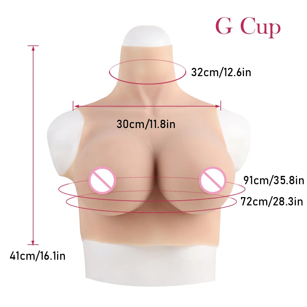 Halloween Cosplay Fake Chest False Boobs Silicone Filler Realistic B-H Cup for Crossdresser Transgender Drag Sissy Cosplay Chest