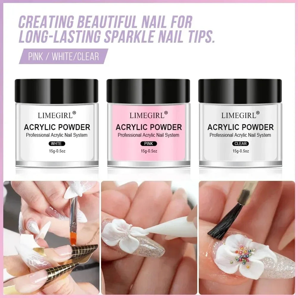 Acrylic Nail Art Kit Nail Art Acrylic Powder and Liquid Mono Kit for Nail Extension Acrylic Dip Powder 3D Flower Sculpting Tool
